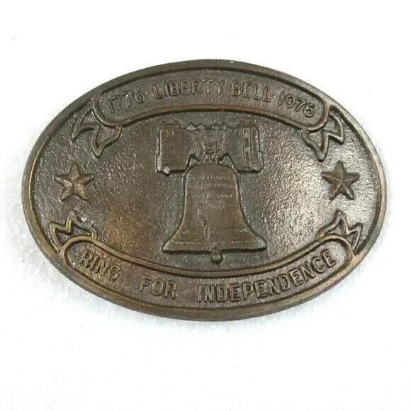 Other - Vintage 1976 Liberty Bell Bicentennial Belt Buckle Patriot Brass tone Metal Oval